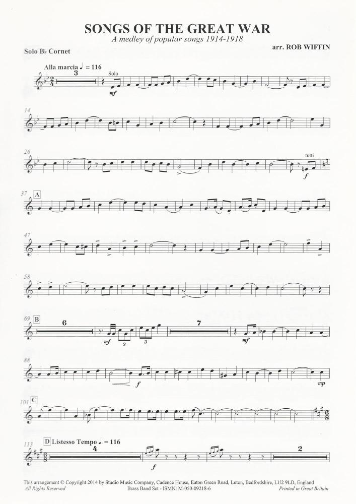 Songs of The Great War (1914-1918) for Brass Band - arr. Rob Wiffin