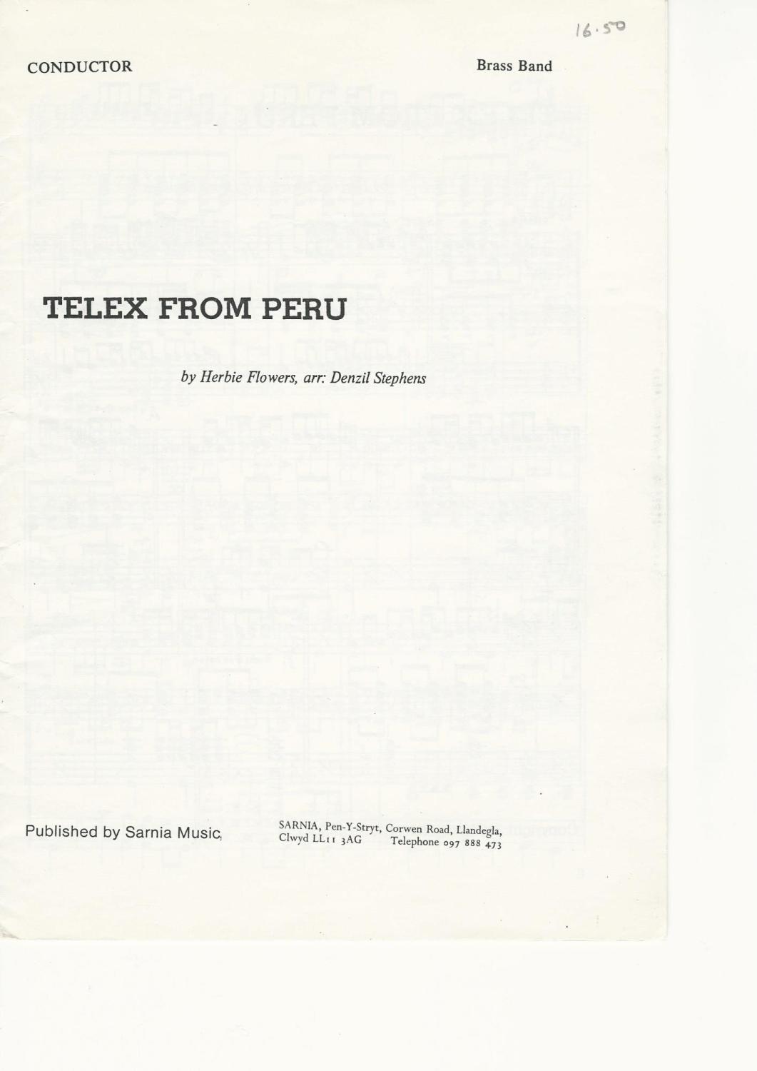 Telex from Peru for Brass Band - Herbie Flowers, arr. Denzil Stephens