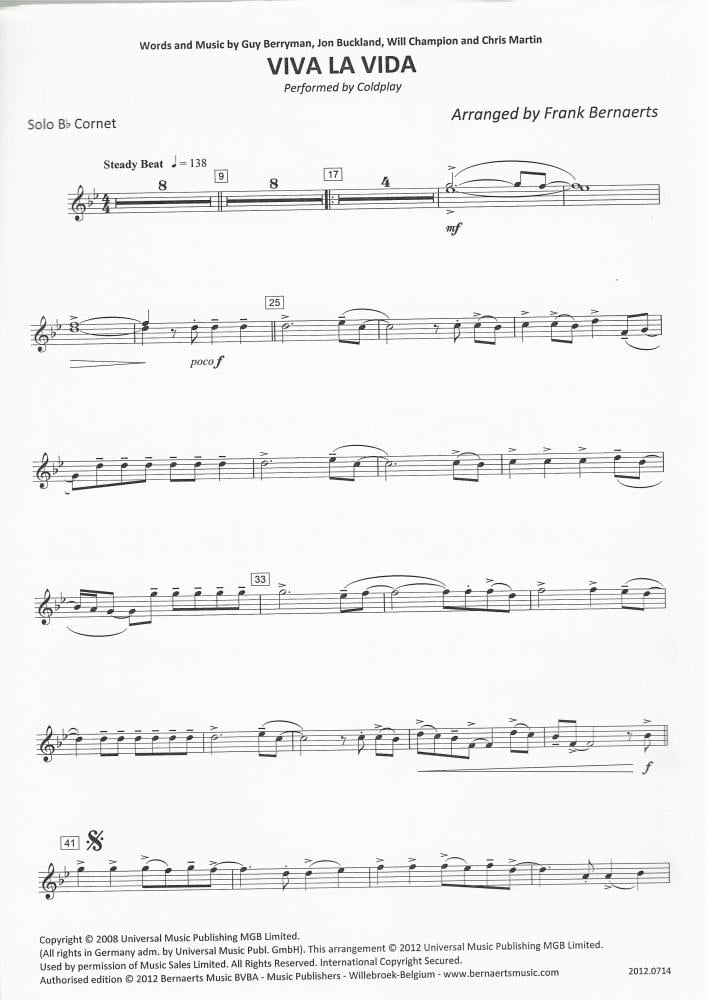 Viva La Vida (Coldplay) for Brass Band - arr. Frank Bernaerts