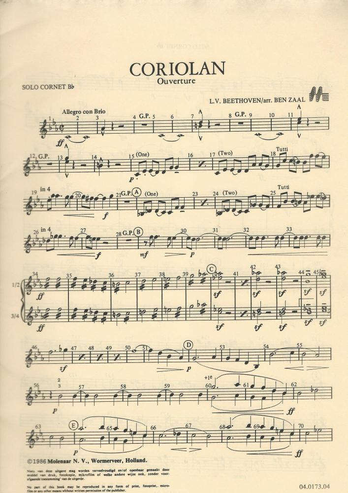 Corional for Brass Band - Ludwig van Beethoven, arr. Ben Zaal