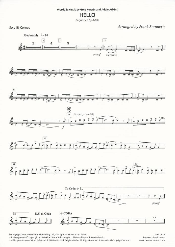 Hello (Adele) for Brass Band - arr. Frank Bernaerts