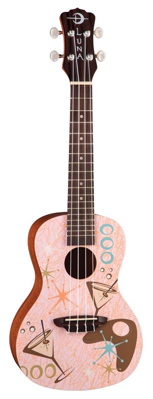 LUNA Concert Ukulele with Pink Martini Graphic including Gig Bag