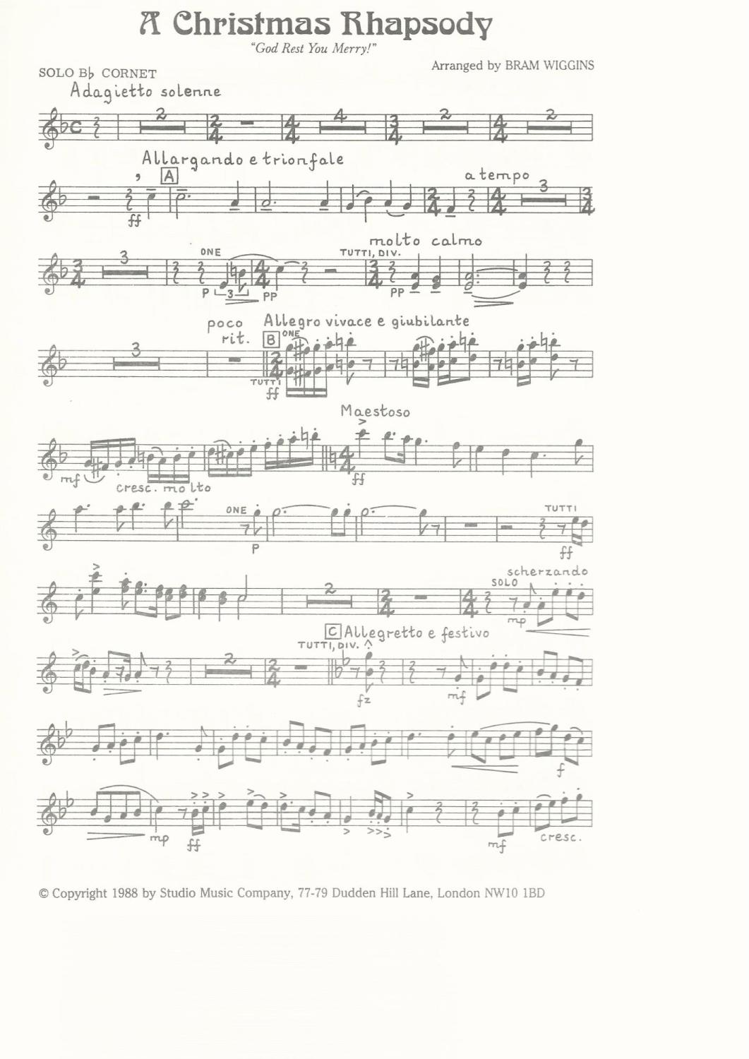 A Christmas Rhapsody for Brass Band - arr. Bram Wiggins