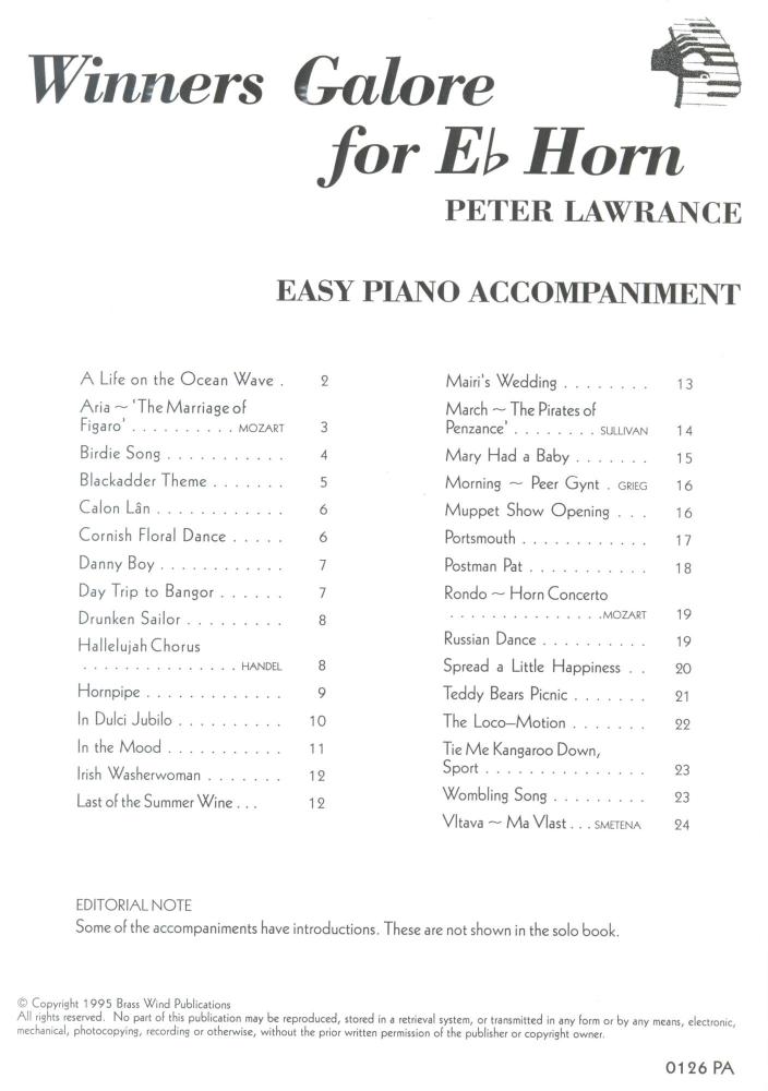 Peter Lawrance: Winners Galore (Eb Horn Piano Accompaniment)