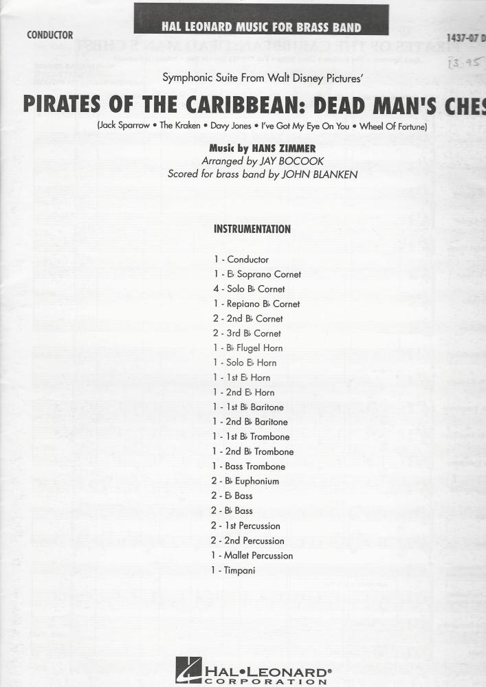 Pirates of the Caribbean: Dead Man's Chest for Brass Band (Score Only) - Hans Zimmer, arr. Jay Bocook/John Blanken