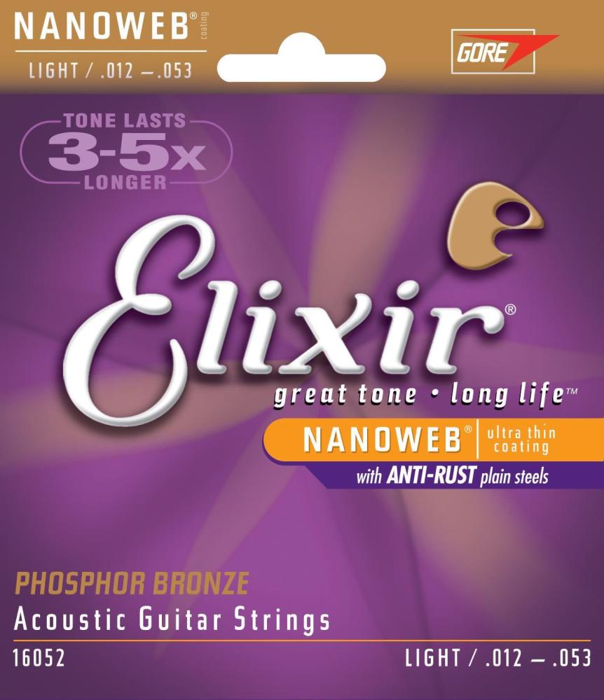 Elixir Guitar Strings Phosphor Nano Acoustic Light set 12-53
