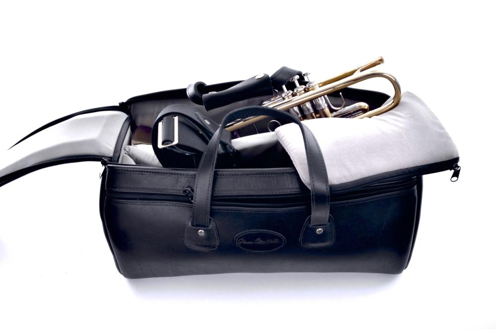 Cronkhite Triple Trumpet Case in Smooth Black Leather