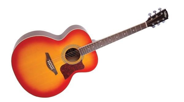 Vintage VJ100CSB Jumbo Guitar, Cherry Sunburst