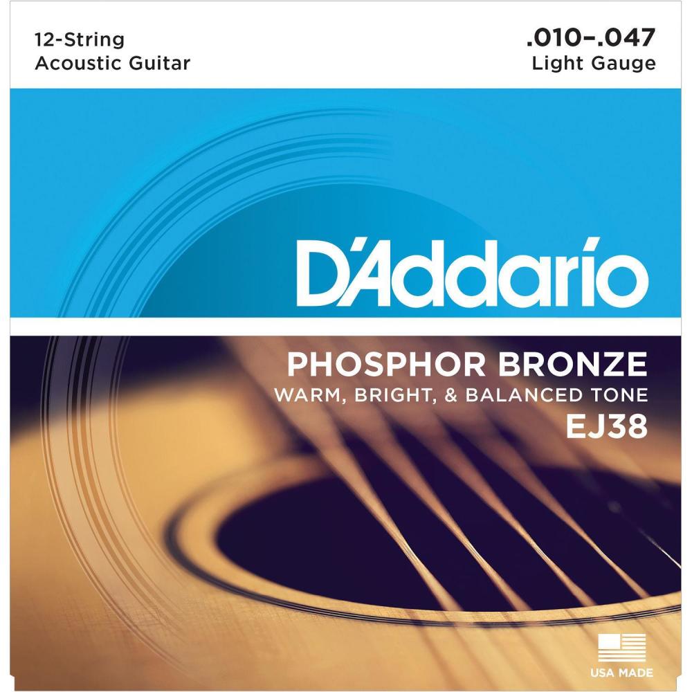 D'Addario 12 String Acoustic Set Phosphor Bronze Lite