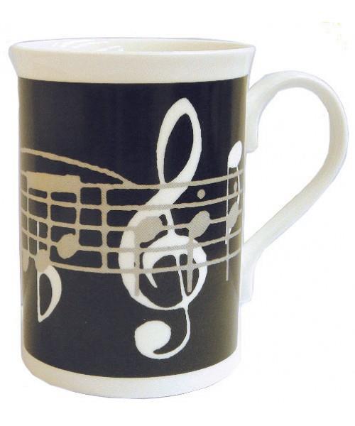 Music Gifts Black Music Notes Bone China Mug