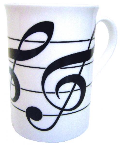 Music Gifts Three Treble Clef Bone China Mug