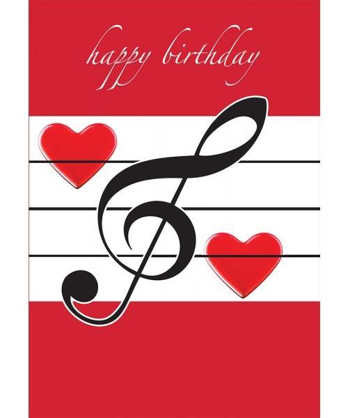 Music Gifts Happy Birthday Card - Red