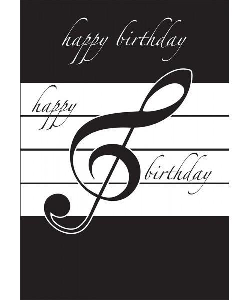 Music Gifts Happy Birthday Card - Black