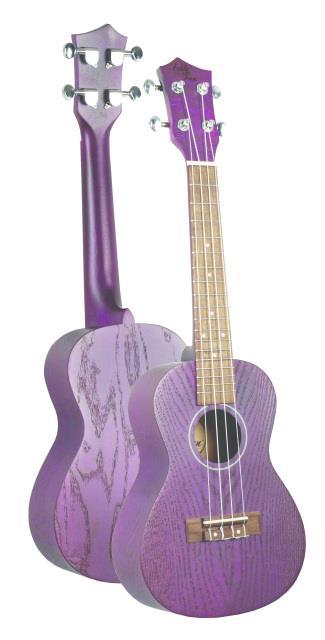 Eddy Finn Natural Ash Concert Ukulele - Purple Finish