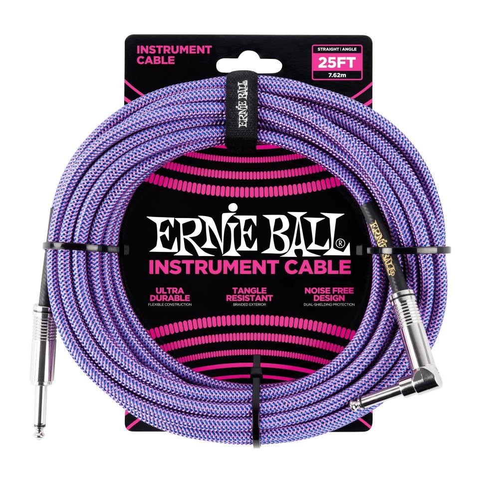 Ernie Ball 25ft Lead Straight-Angle Braided - Purple/Blue