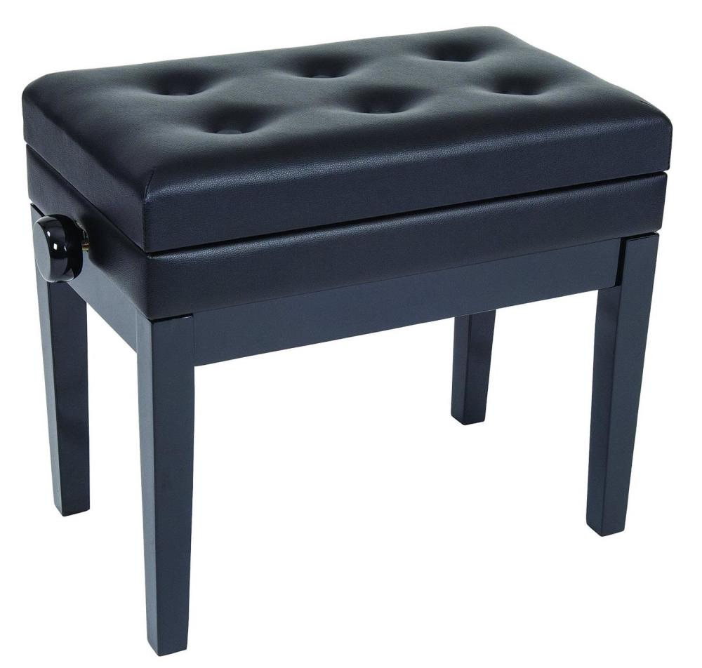 Kinsman Deluxe Adjustable Piano Bench with Storage - Satin Black