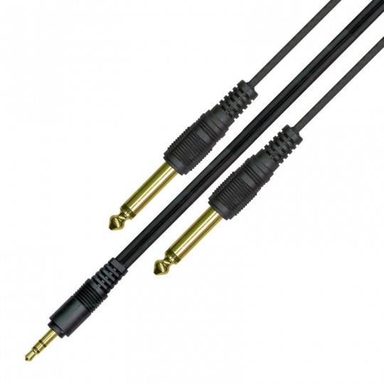 Kinsman Soundcard Cable 10ft 3.5mm stereo to 2 x 6.35mm jack plugs