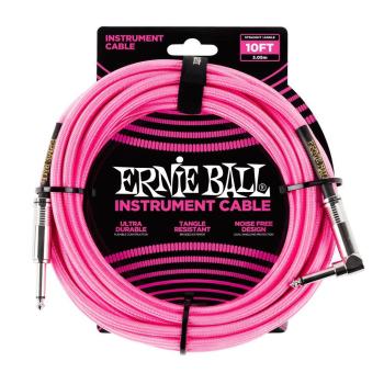 Ernie Ball 10ft Lead Straight-Angle Braided - Pink