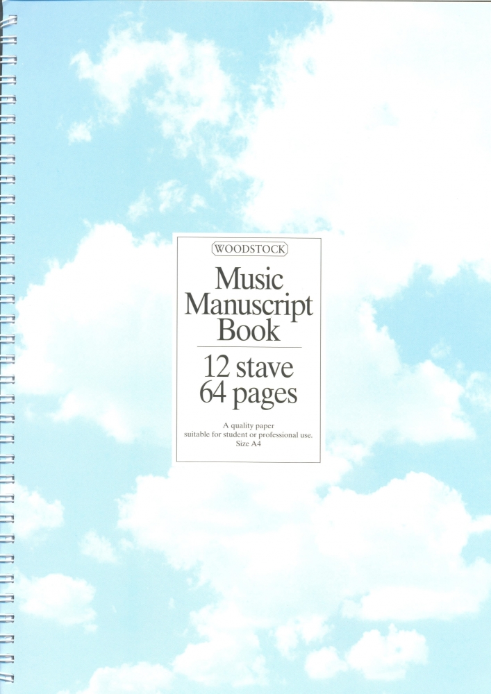 Woodstock Music Manuscript Paper: 12 Stave - 64 pages (A4 Spiral)