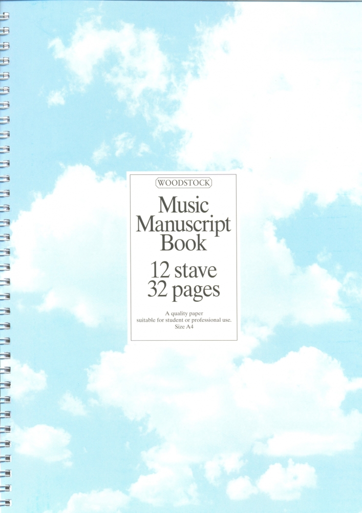Woodstock Music Manuscript Paper: 12 Stave - 32 pages (A4 Spiral)