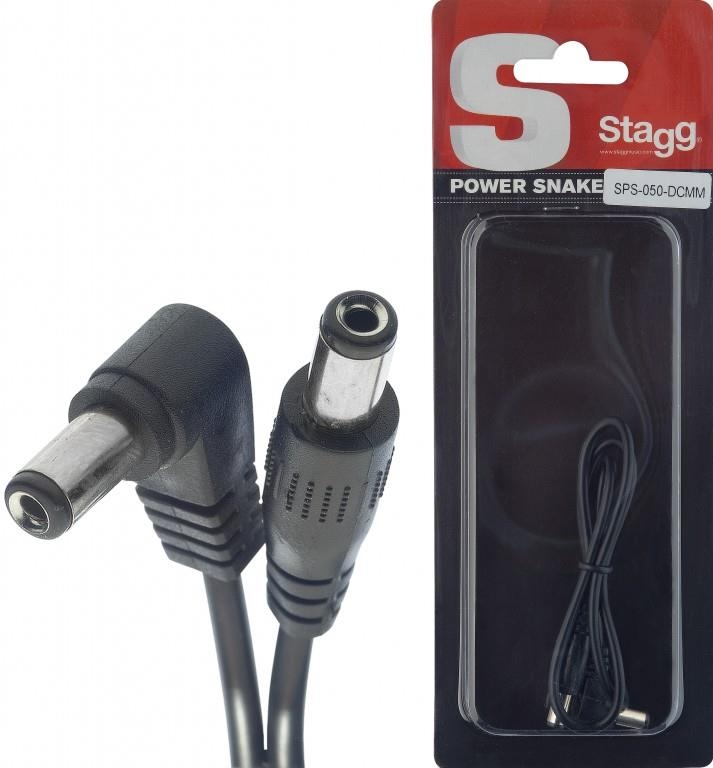 Stagg Power cable, DC/DC (m/m, L-shaped/straight), 50 cm (1.6'), black