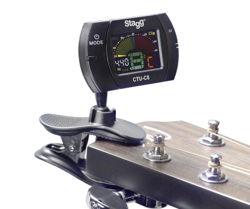 Stagg Black automatic chromatic clip-on tuner, 430 to 450 Hz calibration
