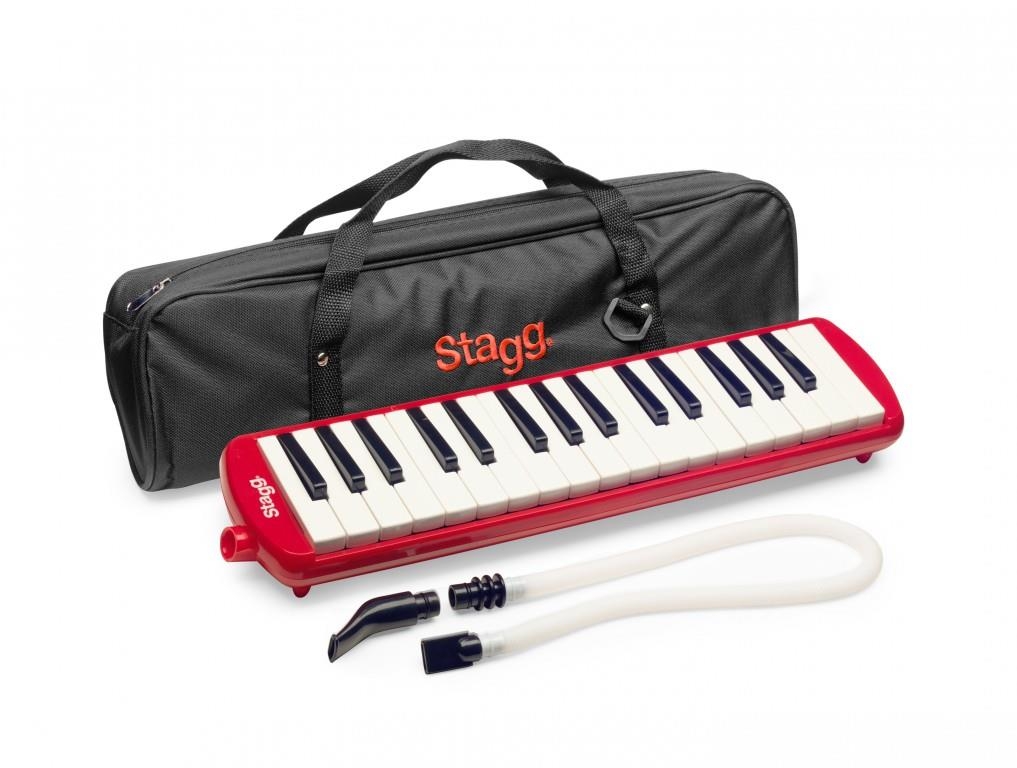 Stagg Red plastic melodica with 32 keys and black and red bag