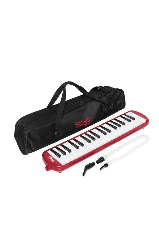 Stagg Red plastic melodica with 37 keys and black bag