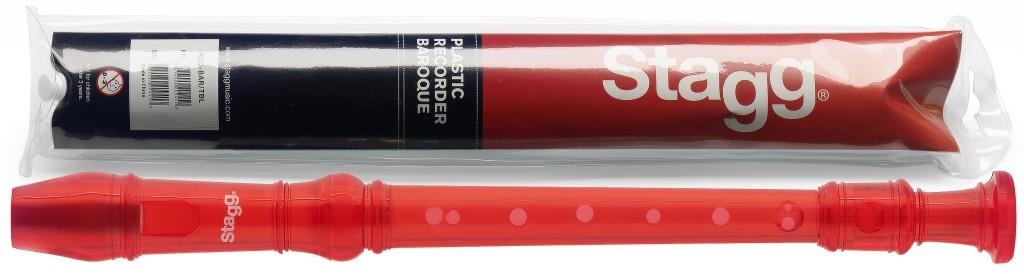 Stagg Soprano recorder with baroque fingering, translucent red