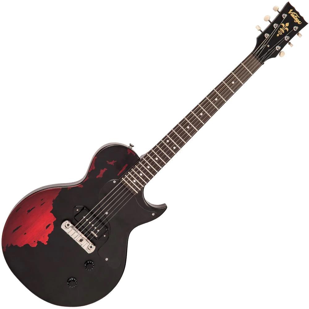 Vintage V120 Icon - Distressed - Black On Cherry Red