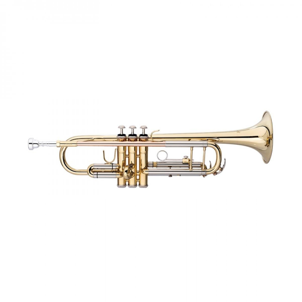 Stagg Bb trumpet, ML-bore, leadpipe in gold brass, with soft case
