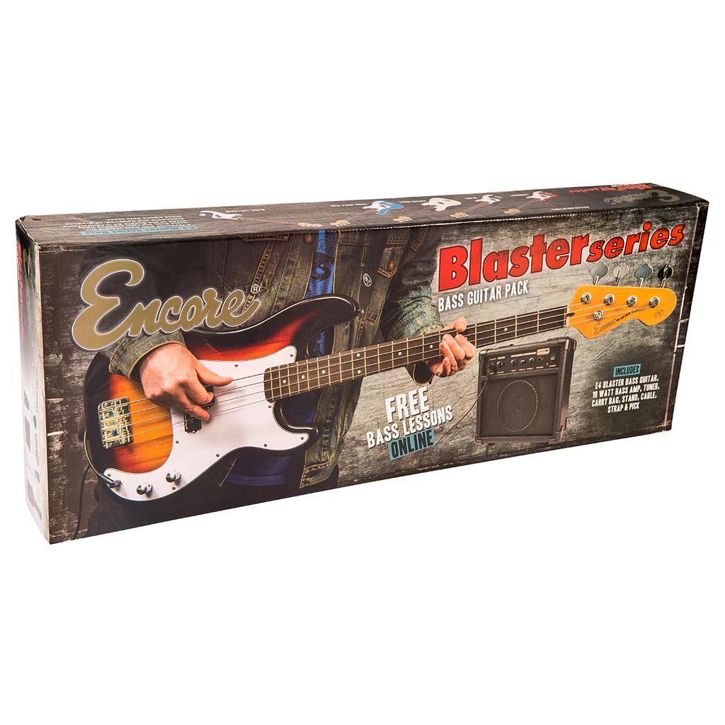 Encore E4 Blaster Series Bass Guitar Outfit - Candy Apple Blue