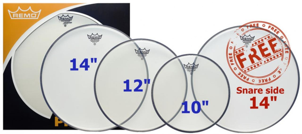 Remo ProPack (10", 12", 14" Ambassador Clear + FREE 14" SA-0114-00)