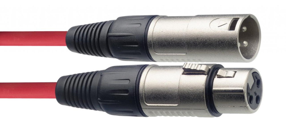 Stagg Microphone cable, XLR/XLR (m/f), 10 m (33'), red