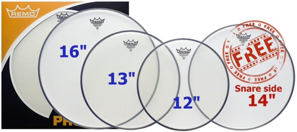 Remo ProPack (12", 13", 16" Ambassador Clear + FREE 14" SA-0114-00)