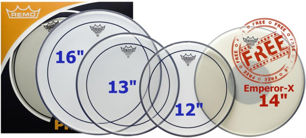 Remo ProPack (12", 13", 16" Pinstripe Clear + FREE BX-0114-00)