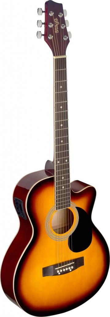 Stagg Sunburst auditorium cutaway acoustic-electric guitar with basswood top