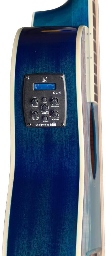 J.N Guitars Transparent blueburst acoustic-electric auditorium guitar with solid spruce top, Bessie series
