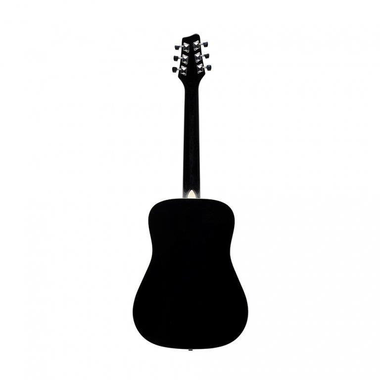 Stagg 3/4 black dreadnought acoustic guitar with basswood top, left-handed model