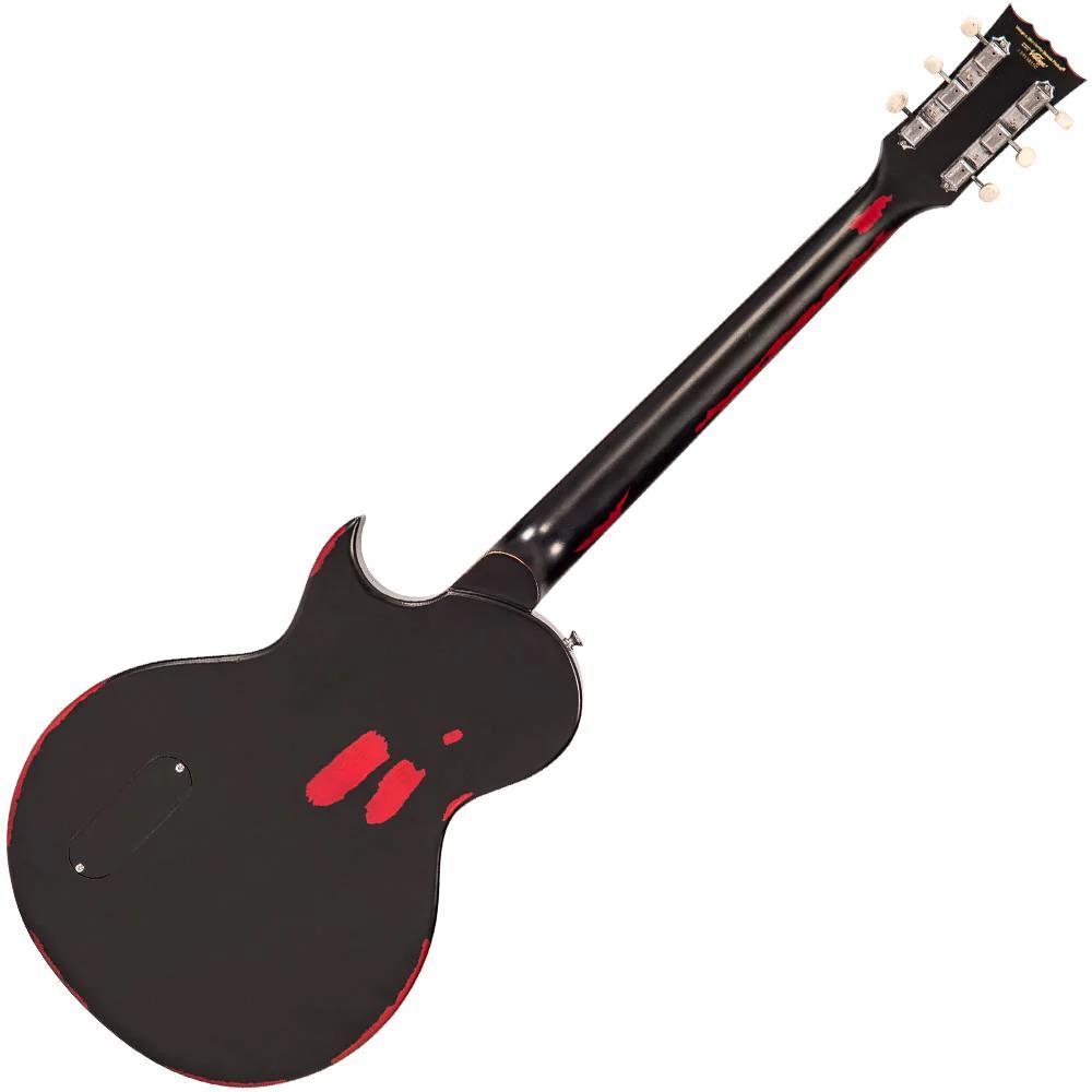 Vintage V120 Icon - Distressed - Black On Cherry Red