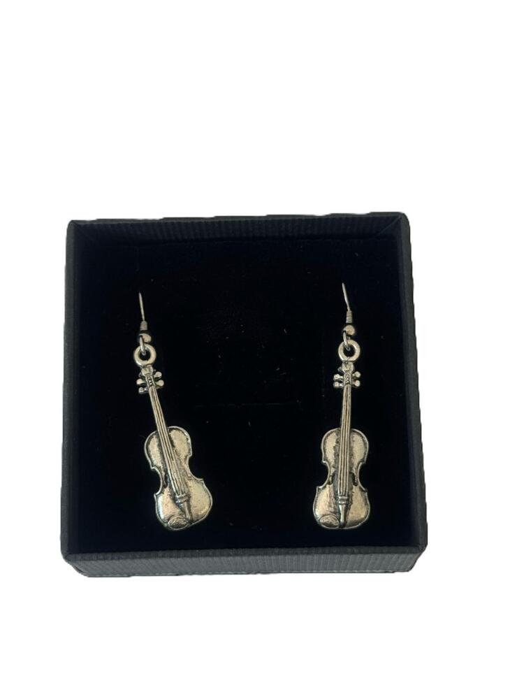 Violin Pewter Earrings