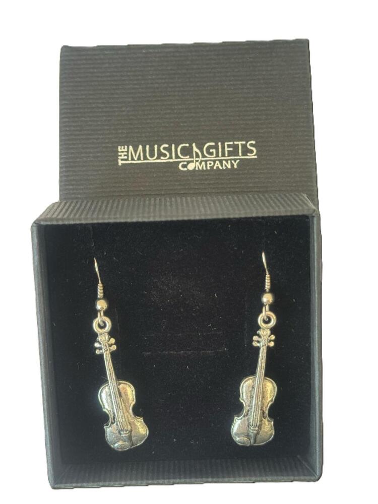 Violin Pewter Earrings