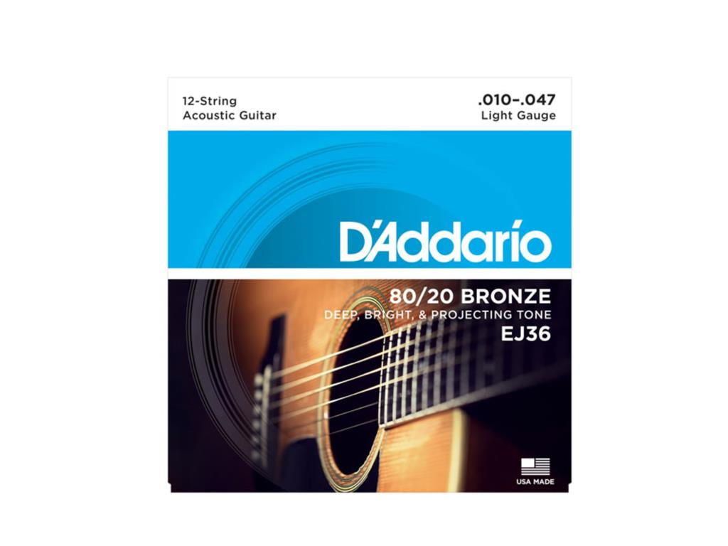 D'Addario 12 String Acoustic Set GTR 80/20 Lite