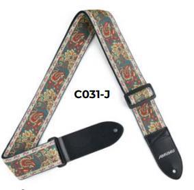 Amumu Guitar Strap Patterned, Leather Ends 34" to 59"