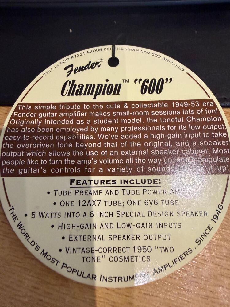 Fender Champion 600, 5W Practice Amp