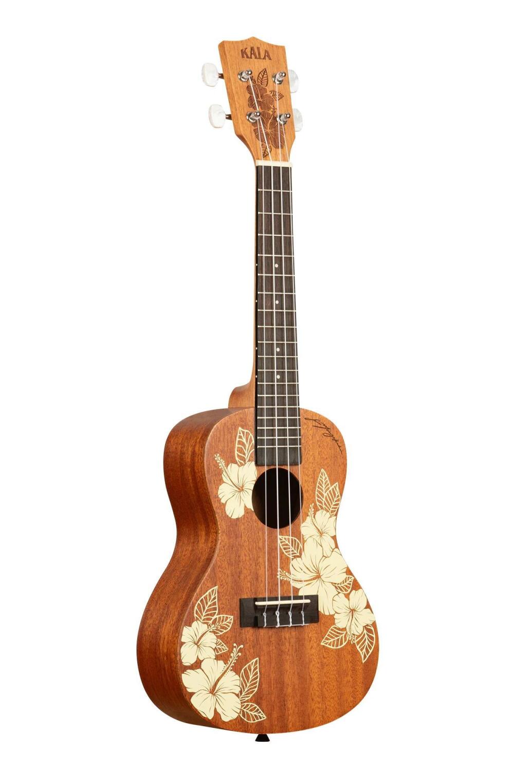 Kala Hibiscus Concert Ukulele in Mahogany with Bag