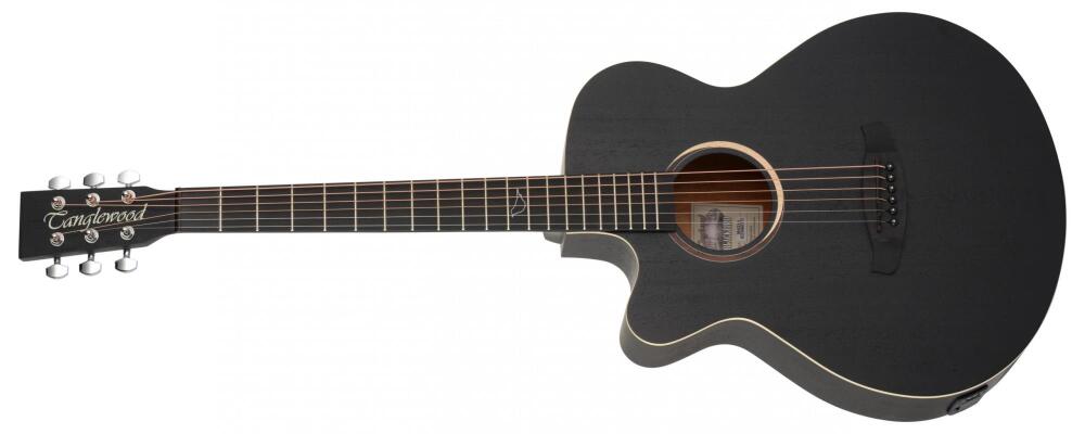 Tanglewood Superfolk Cutaway Guitar Left Handed EQ - Smokestack Black Satin EQ