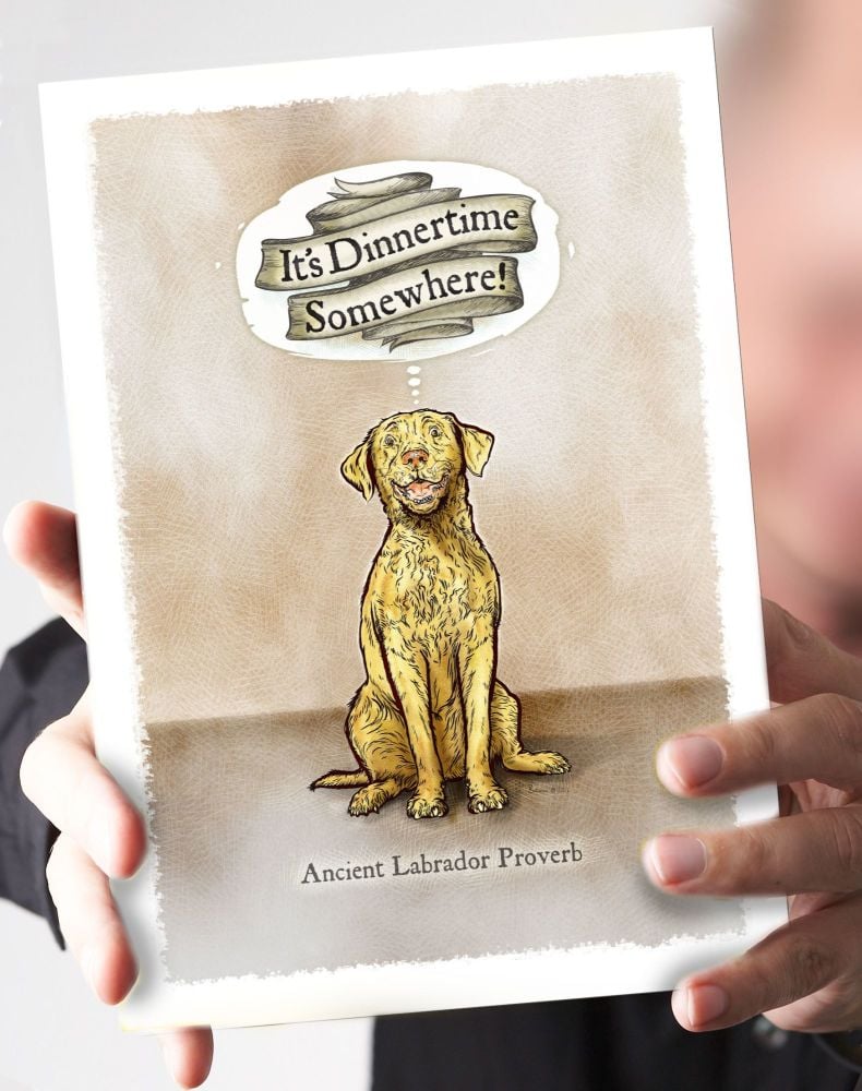 It's Dinnertime Somewhere- Yellow Labrador Card