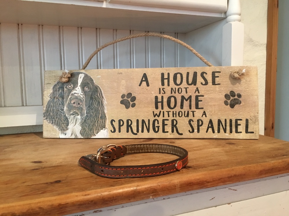 A House is not a Home Springer Spaniel Wooden Hanging Sign 