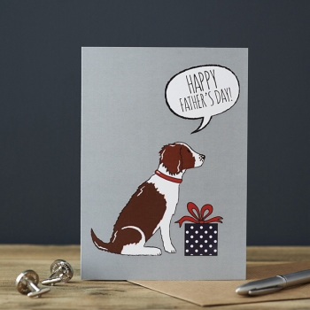 Liver and White Springer Spaniel Father’s Day Card 
